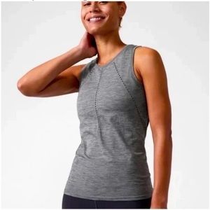 Athleta Foothill Seamless Split Tie Back Tank Sz XS Heather Gray